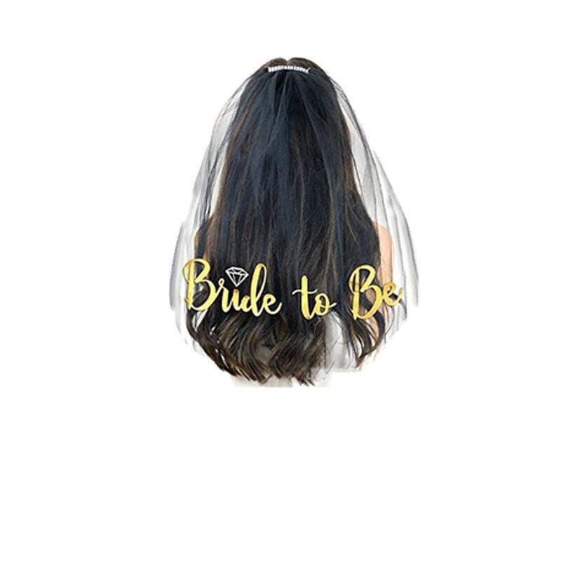Bride To Be Hen Veil Sash Tiara Hens Night Bridal Shower Kitchen Tea Accessories - Black/Gold Sash