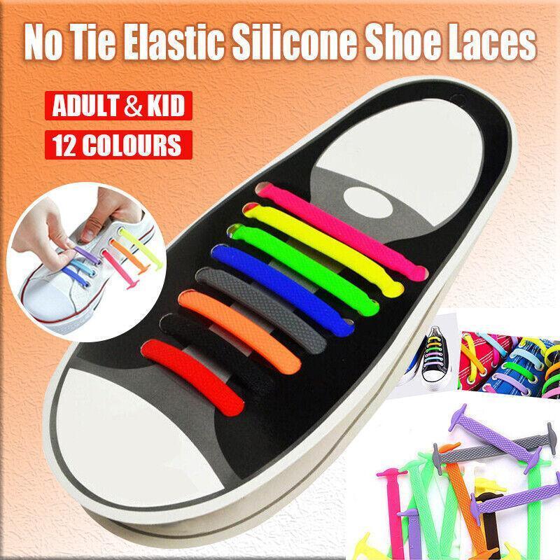 No Tie Elastic Silicone Shoe Laces 16PCS Shoelaces for Sneakers and Runners - Yellow 16PCS