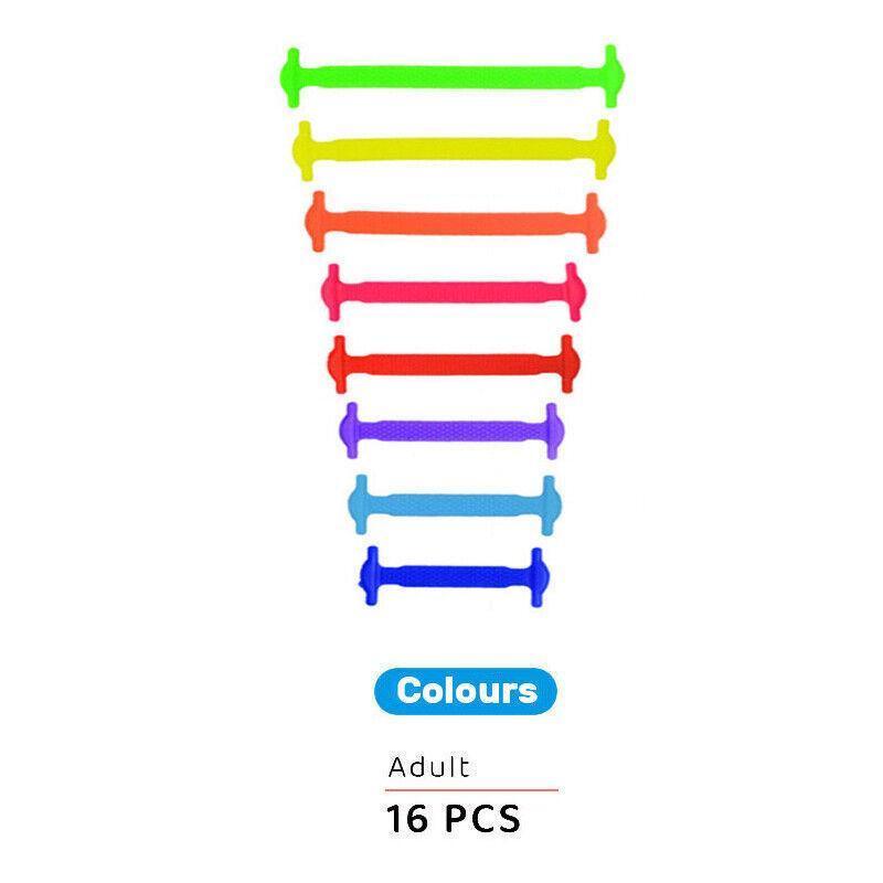No Tie Elastic Silicone Shoe Laces 16PCS Shoelaces for Sneakers and Runners - Yellow 16PCS