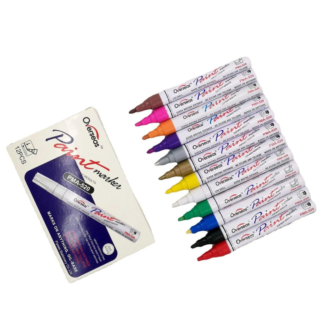 Multicolour Permanent Paint Marker Pens for Tyre Metal Glass Rubber - White