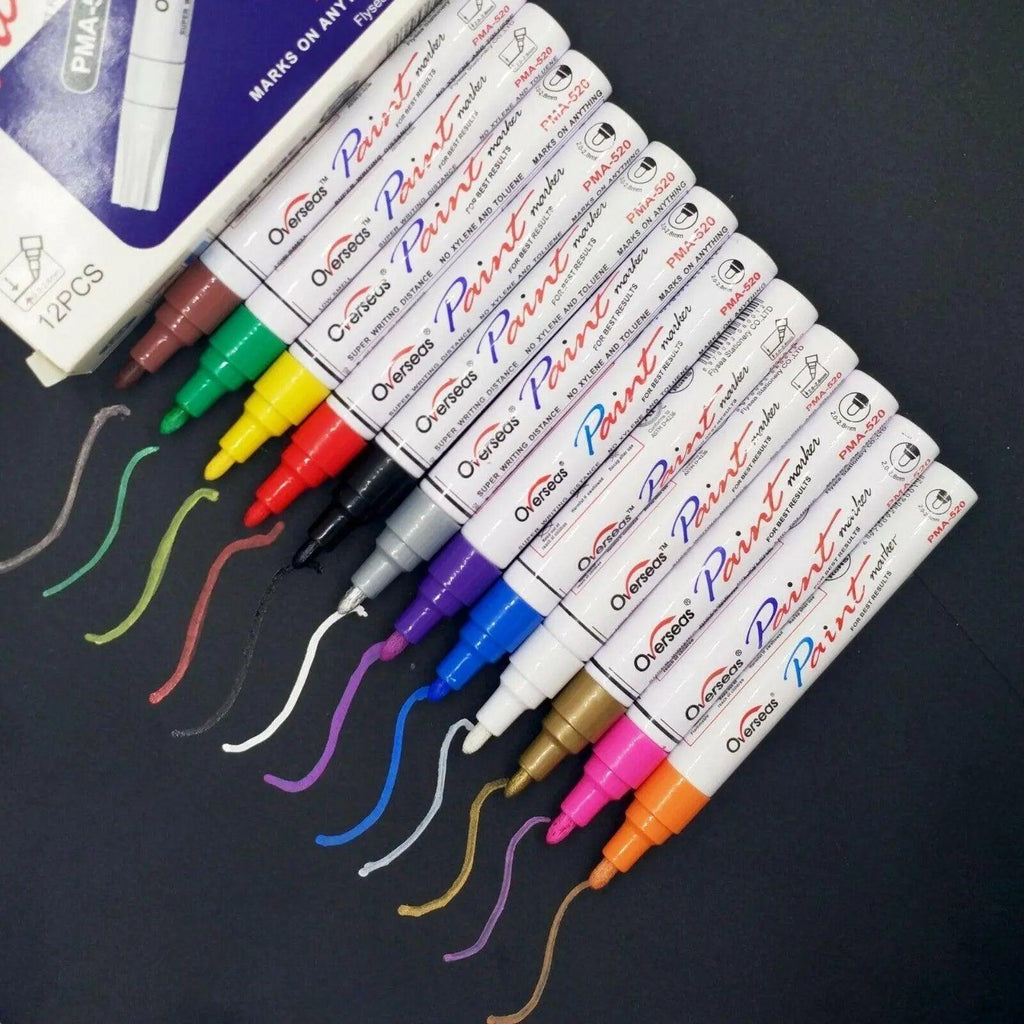 Multicolour Permanent Paint Marker Pens for Tyre Metal Glass Rubber - White
