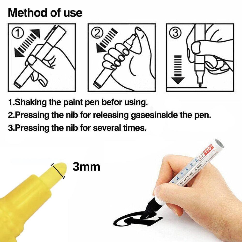 Multicolour Permanent Paint Marker Pens for Tyre Metal Glass Rubber - Gold