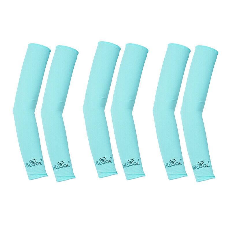 3 Pairs Cooling Sport Arm Stretch Sleeves Sun Uv Protection Covers Cycling Golf - Yellow × 3 Pairs