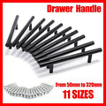 1pcs Black Kitchen Cabinet Door Handles Matte Black Stainless Steel Door Drawer Pull T Bar - 400mm/256mm