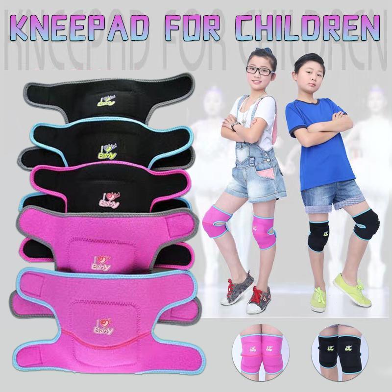 S Size Kid Knee Pad Crash Proof Antislip Basketball Dance Skating Protector - Black+Rose red