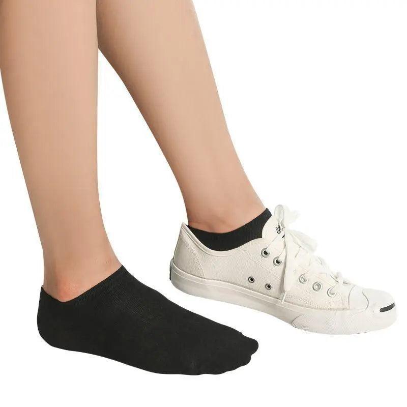 5X Pairs Low Cut Socks Cotton Soft Breathable Non-Slip Casual Ankle - White (5 Pairs)