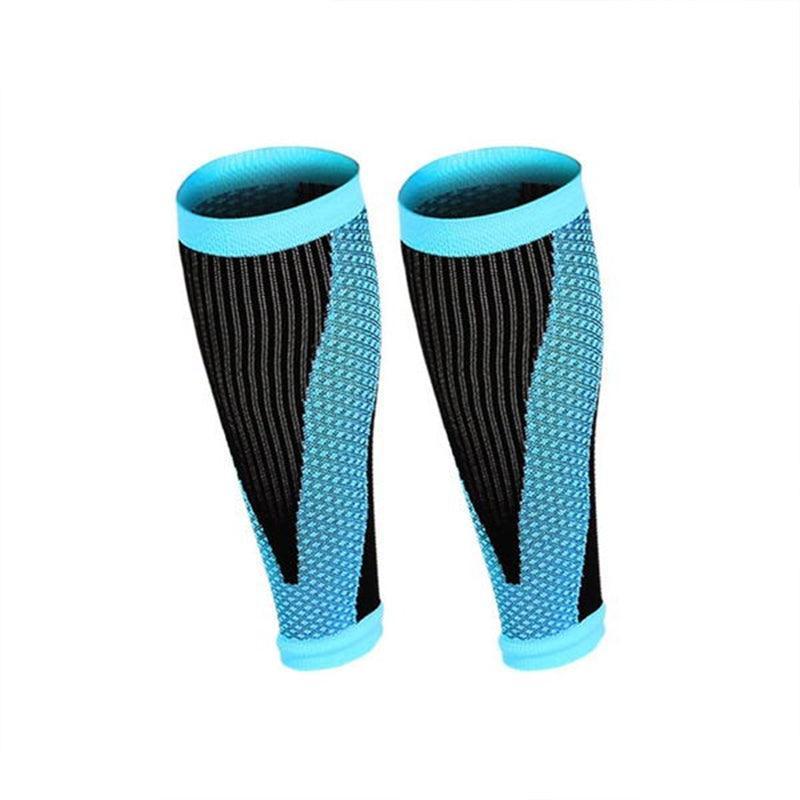 Aolikes L Size Compression Calf Sleeve Leg Brace Support Pain Relief Gym Running - Blue