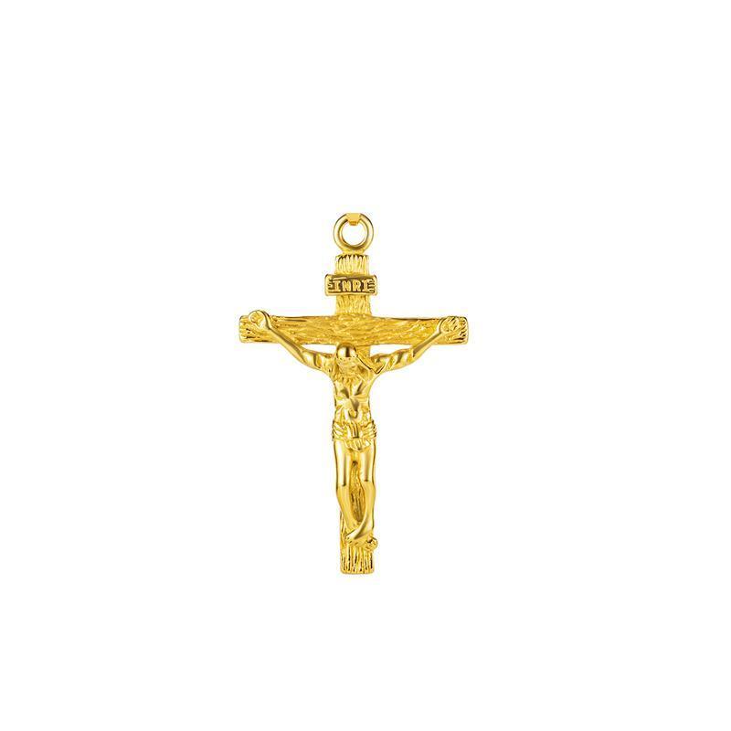 Men Stainless Steel Gold Silver Black Jesus Crucifix Pendant Chain Necklace Gold - with 3*55cm rolo chain