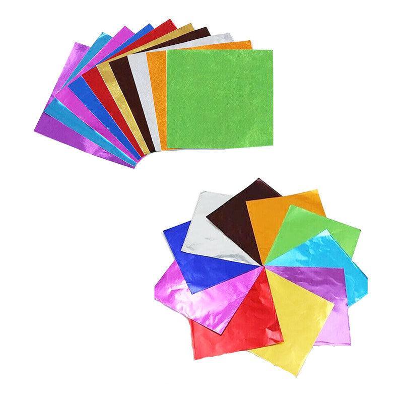 100Pcs Aluminium Foil Chocolate Wrappers 20cm Squares - Silver/Gloss