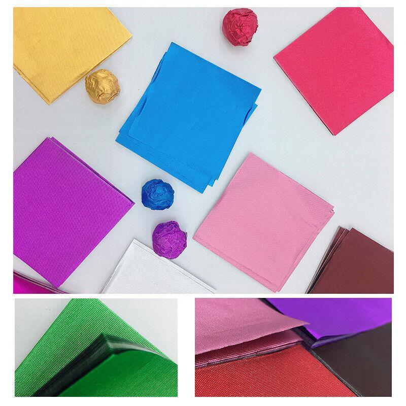 100Pcs Aluminium Foil Chocolate Wrappers 20cm Squares - Blue/Gloss