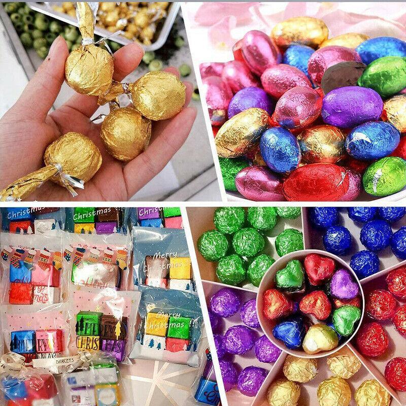 100PCS Tin Foil Aluminium Wrapping Square Chocolate Wrappers 10CM - Brown/Gloss