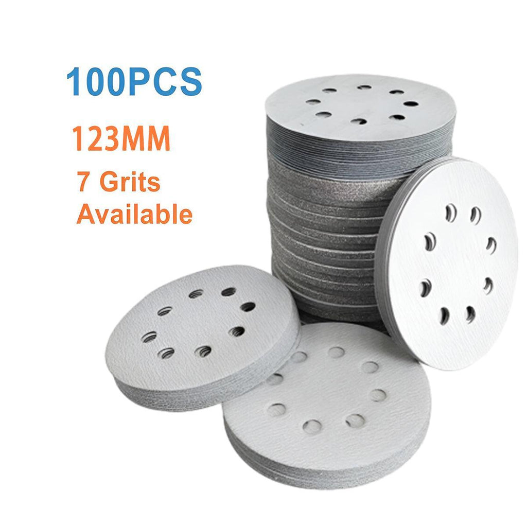100x 123mm 6/8-Hole Sanding Discs Hook Loop Orbital Sander Pads 80 120 240 Grit - 240 Grits（6-Hole）