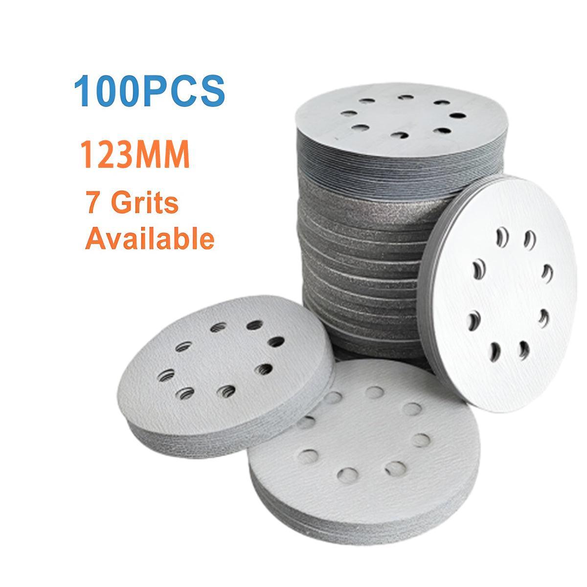 100x 123mm 6/8-Hole Sanding Discs Hook Loop Orbital Sander Pads 80 120 240 Grit - 240 Grits（6-Hole）