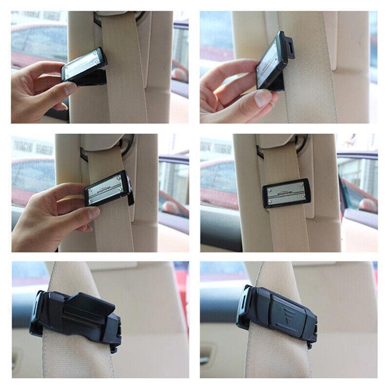 2X Car Shoulder Strap Positioning Clip Buckle Adjuster for Driving Comfort - Silver