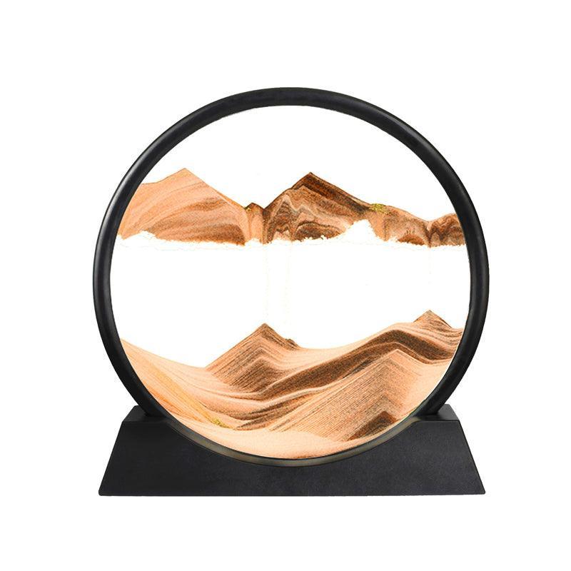 Moving Sand Art Picture Round Glass Quicksand Painting 3D Deep Sea Sandscape Au - Green