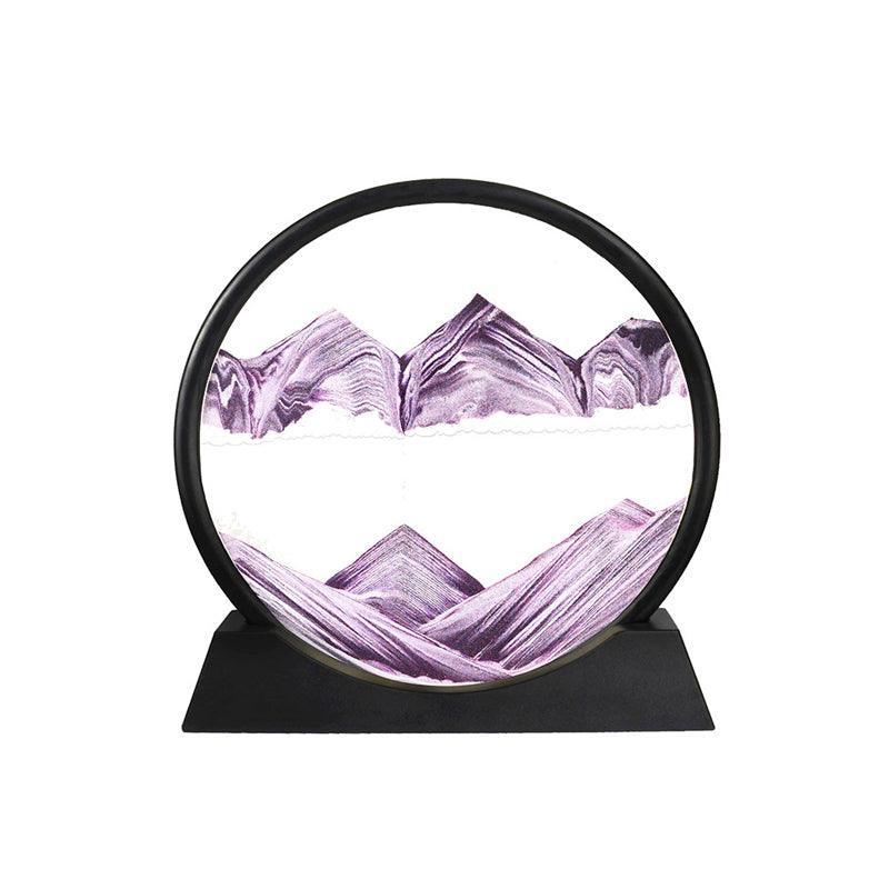 Moving Sand Art Picture Round Glass Quicksand Painting 3D Deep Sea Sandscape Au - Green