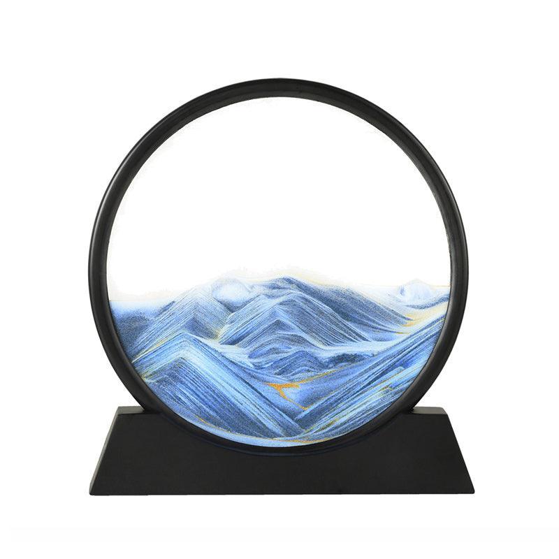 Moving Sand Art Picture Round Glass Quicksand Painting 3D Deep Sea Sandscape Au - Green