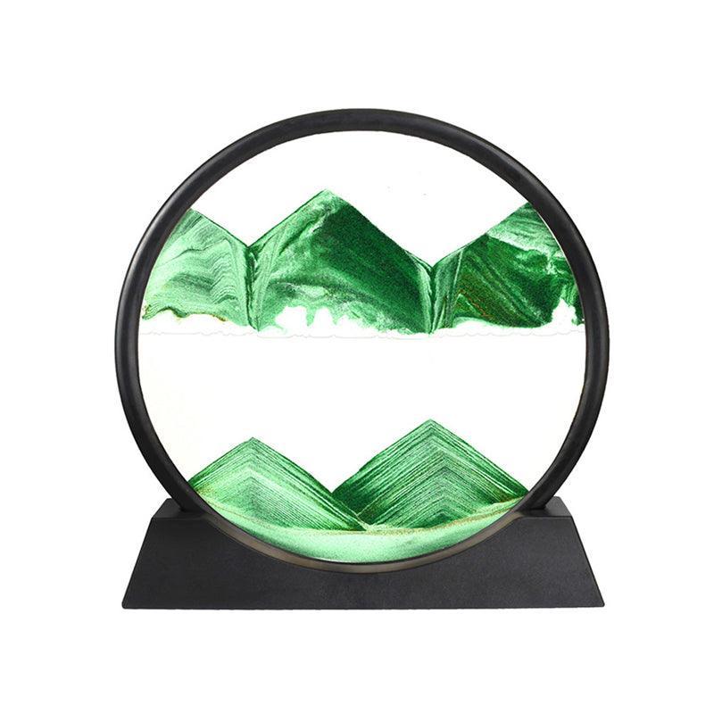 Moving Sand Art Picture Round Glass Quicksand Painting 3D Deep Sea Sandscape Au - Yellow