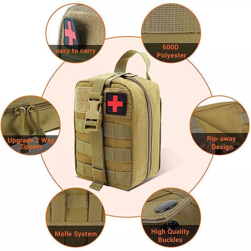 Tactical Molle Rip Away Emt Ifak Medical Pouch First Aid Kit Utility Bag Au Send - Red