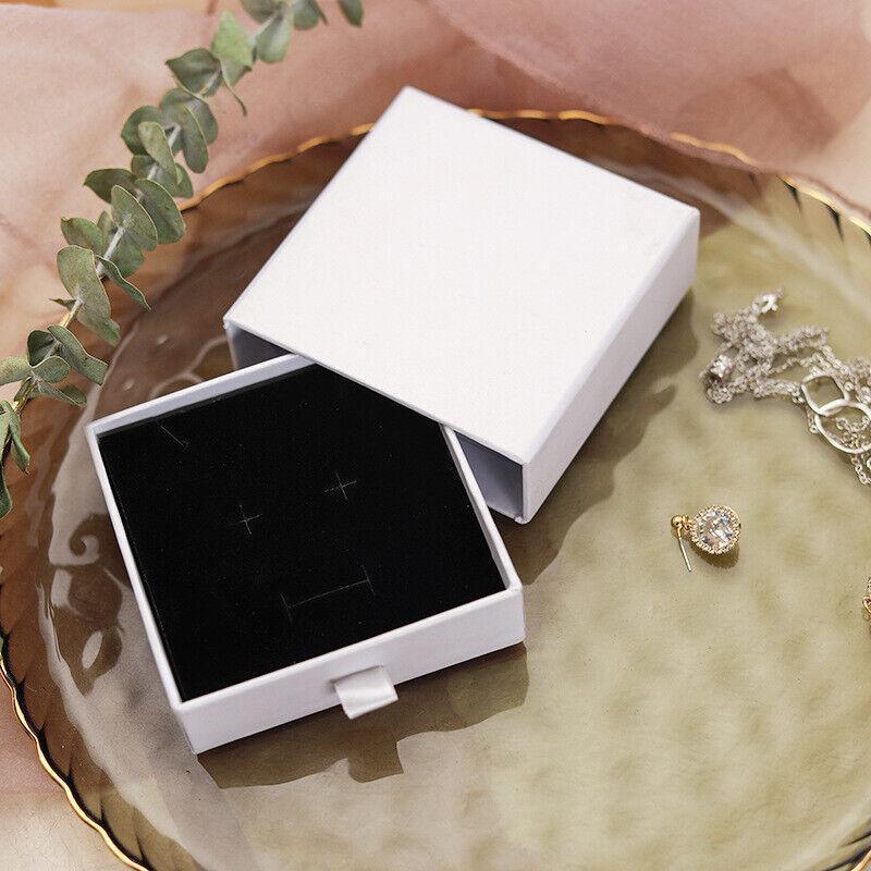 Cardboard Jewellery Gift Boxes Drawer Style Necklace Ring Earring Pendant Bracelet Case - Red