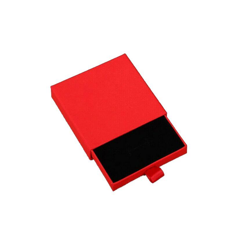 Cardboard Jewellery Gift Boxes Drawer Style Necklace Ring Earring Pendant Bracelet Case - Red