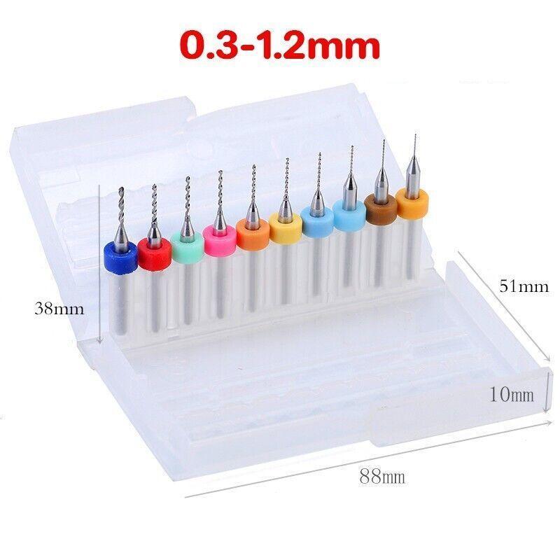 10X Tungsten Steel Micro Drill Bits 0.1-1.2mm for Rotary Tool - 0.1-1MM
