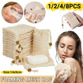 Flax Soap Saver Bag with Foaming Mesh and Drawstring for Exfoliating - 1PC