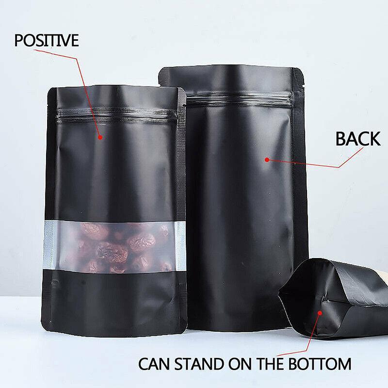 25PCS Stand Up Food Pouches with Clear Window Heat Seal Ziplock Foil Bags - 9x13+3cm