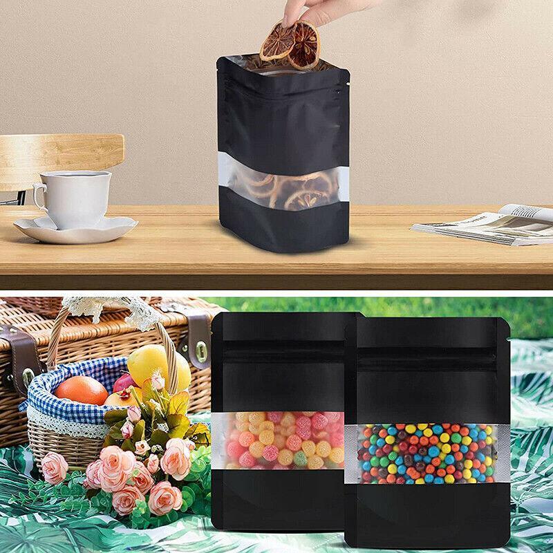 25PCS Stand Up Food Pouches with Clear Window Heat Seal Ziplock Foil Bags - 9x13+3cm