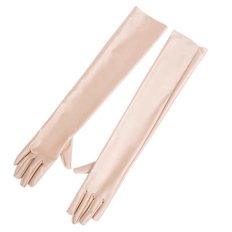 Elegant Long Satin Evening Gloves Formal Dress Accessory for Opera Prom Party Women - White