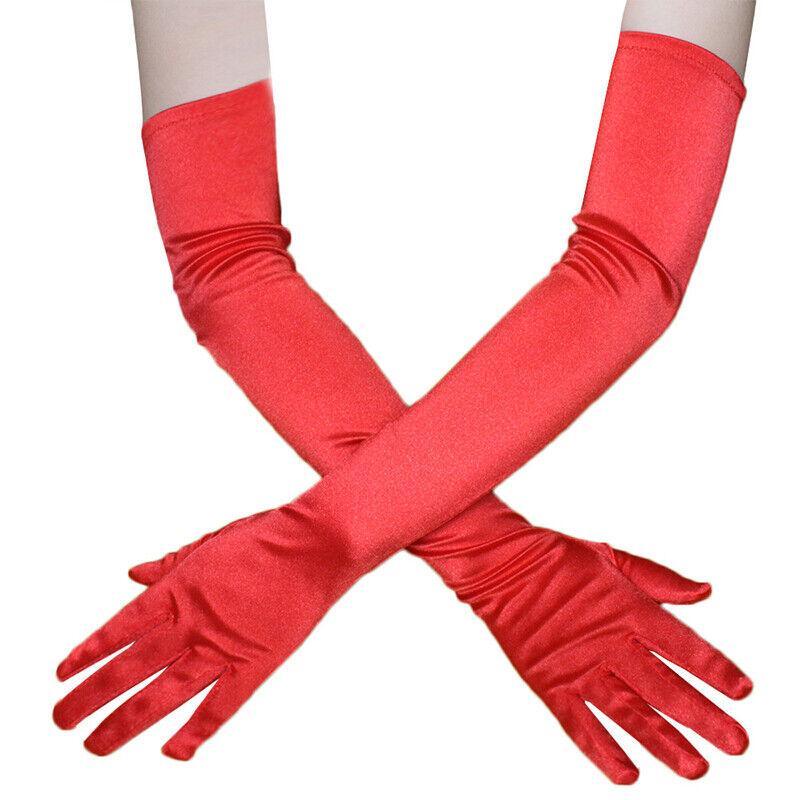 Elegant Long Satin Evening Gloves Formal Dress Accessory for Opera Prom Party Women - White