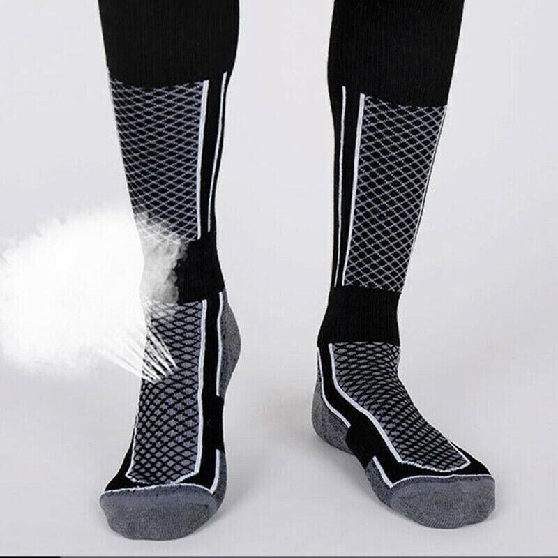 Men Women Long Warm Breathable Ski Socks Thicken Winter Sports Socks - Purple&Black(33-39)