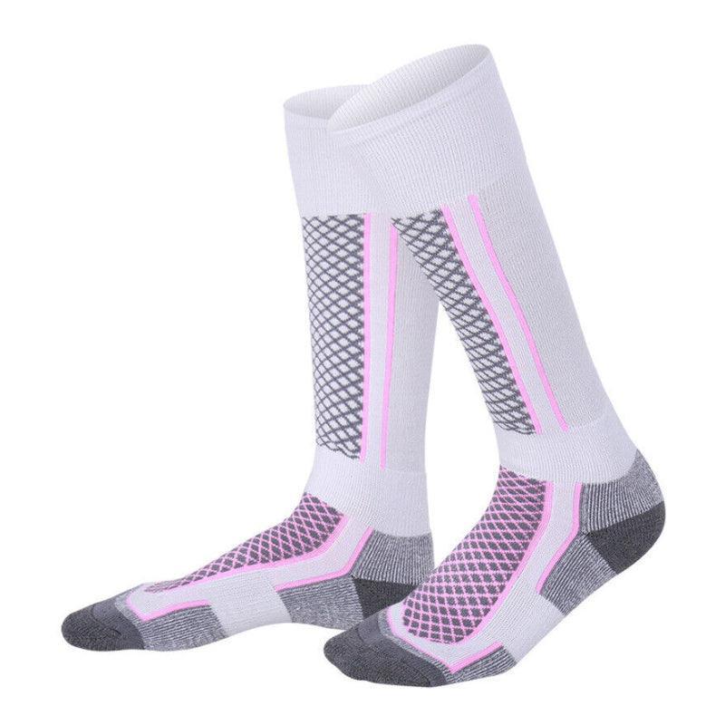Men Women Long Warm Breathable Ski Socks Thicken Winter Sports Socks - Purple&Black(33-39)