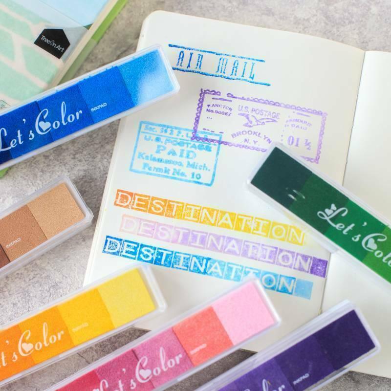 Gradient Color Ink Pad Inkpad Rubber Stamp Water Based Diy Finger Print 10 Colours - S4 Green
