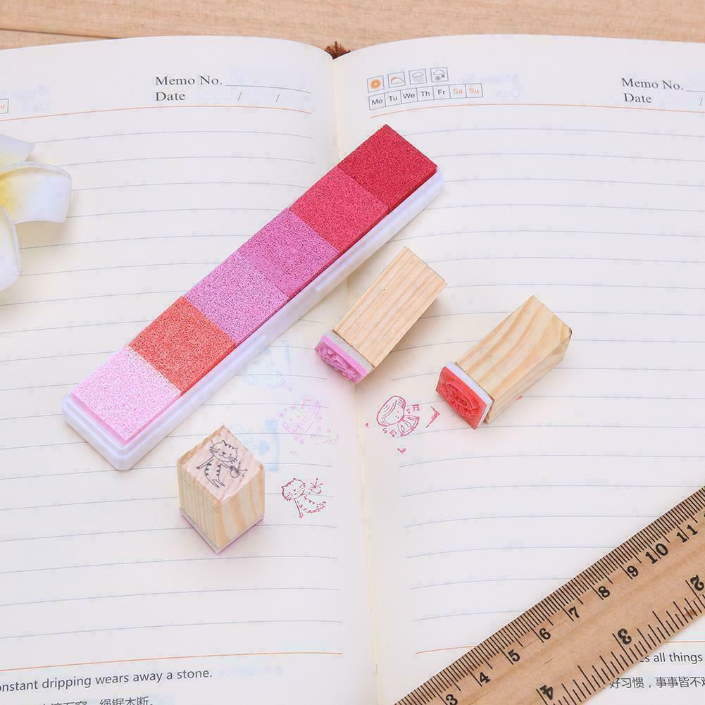 Gradient Color Ink Pad Inkpad Rubber Stamp Water Based Diy Finger Print 10 Colours - S6 Pink