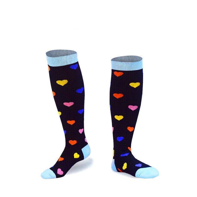 S/M Compression Socks Women Men Nursing Travel Stocking Sport Running - Colour Love