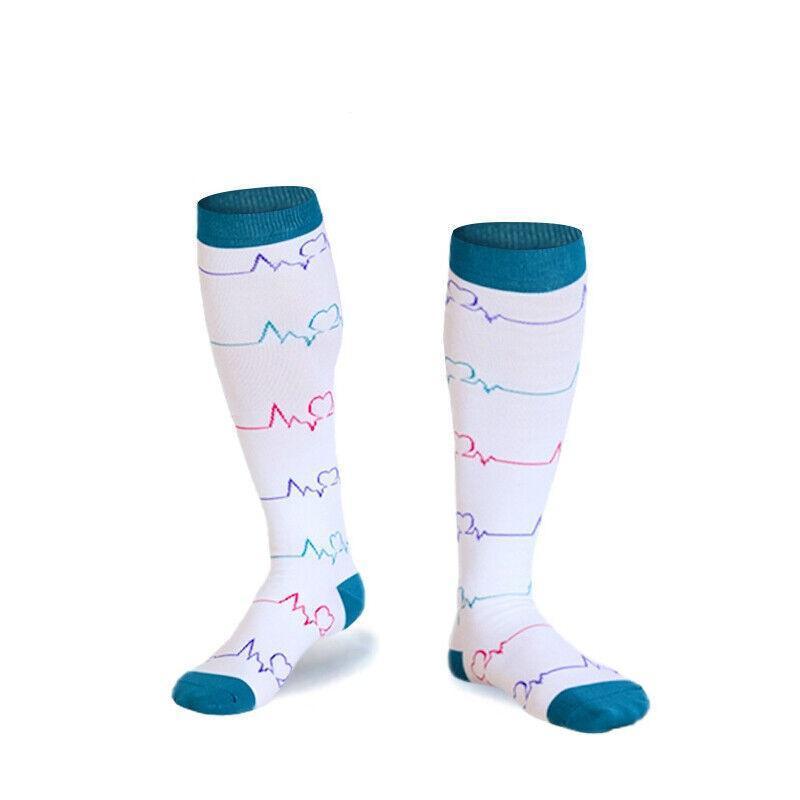 S/M Compression Socks Women Men Nursing Travel Stocking Sport Running - Colour Love