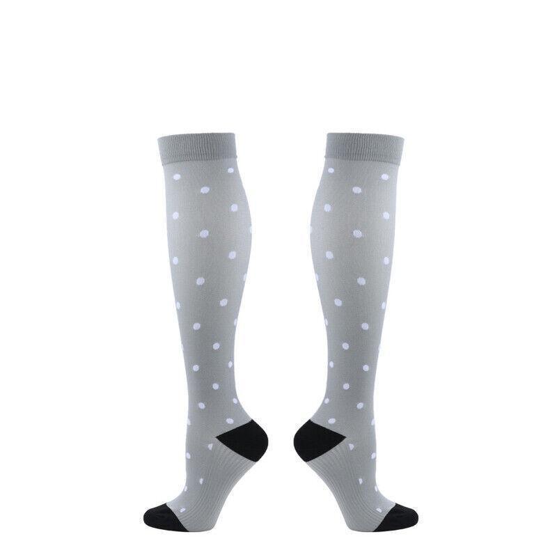 S/M Compression Socks Women Men Nursing Travel Stocking Sport Running - Colour Dots