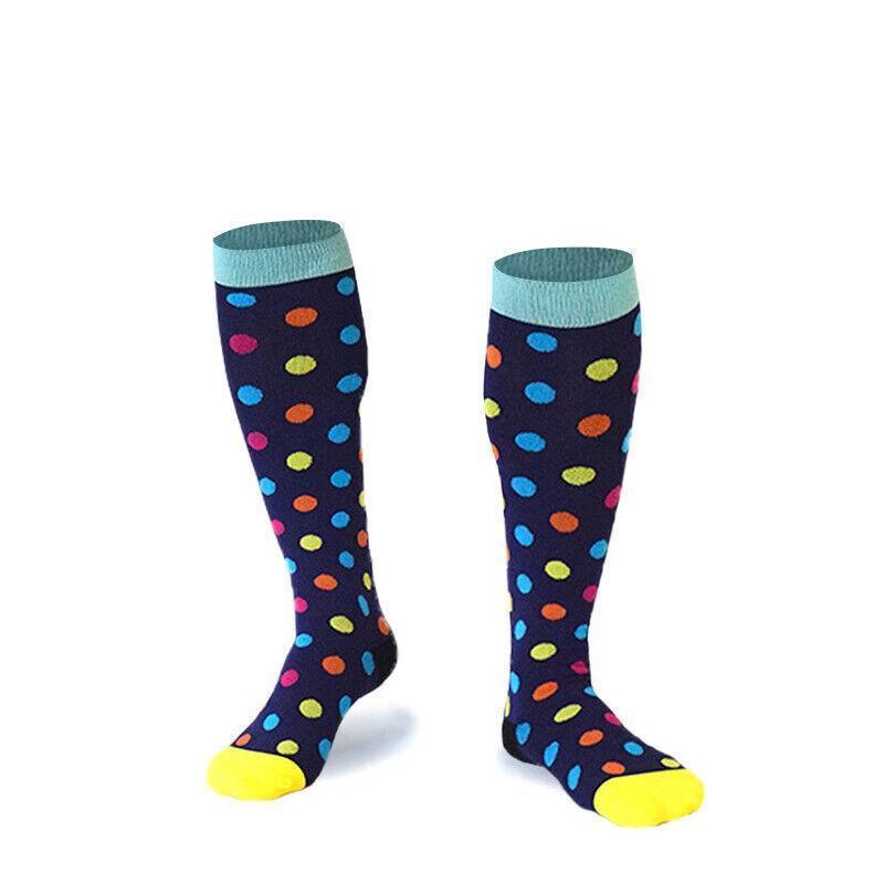 S/M Compression Socks Women Men Nursing Travel Stocking Sport Running - Colour Dots