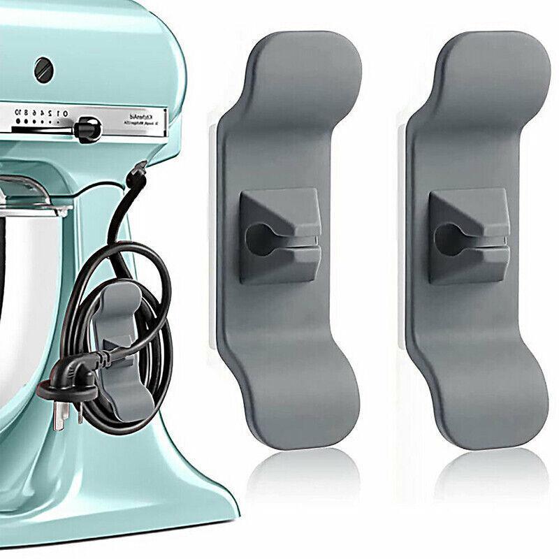 Cord Organizer Wrap Holder 4pcs Kitchen Appliance Cable Winder Adhesive Clip - 4PCS Black