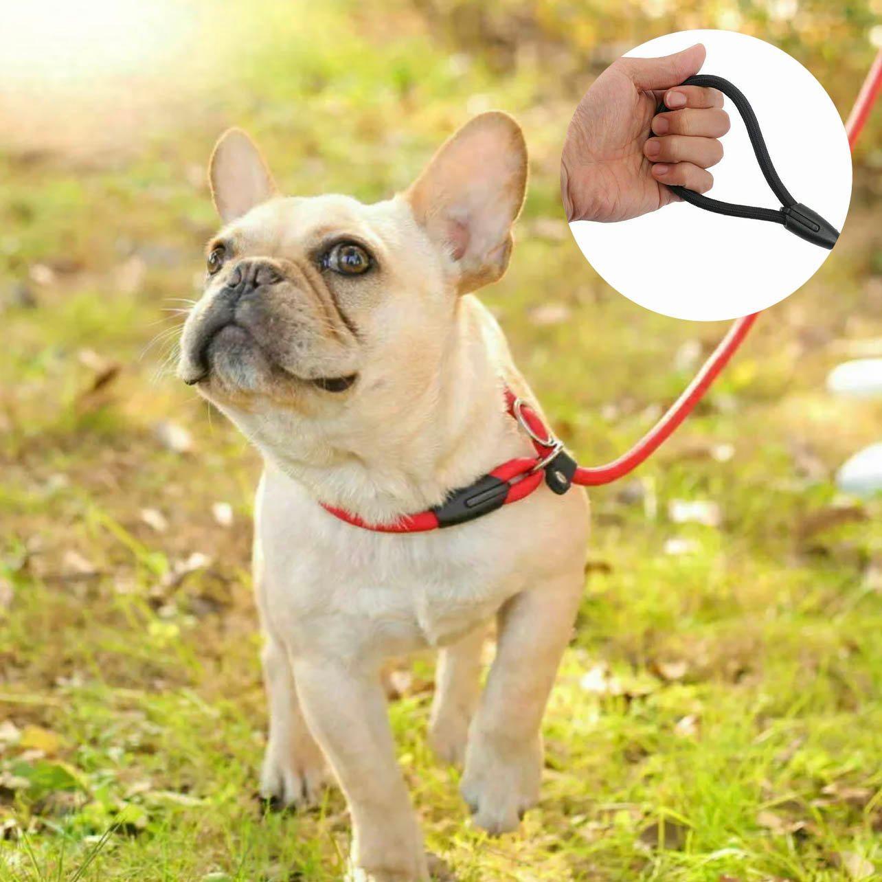 Dog Training Correction Leash Lead Cesar Puppy Pets Millan Slip Nylon Rope 10*140mm - Black