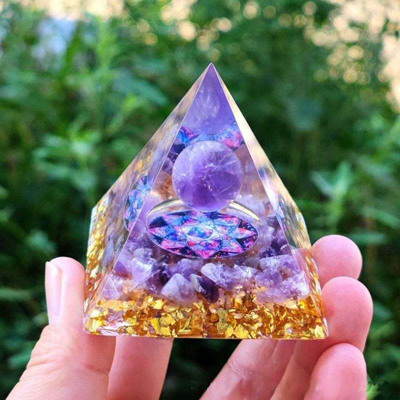 Amethyst Crystal Sphere Orgonite Pyramidamp Obsidians - Purple(50mmx50mm)