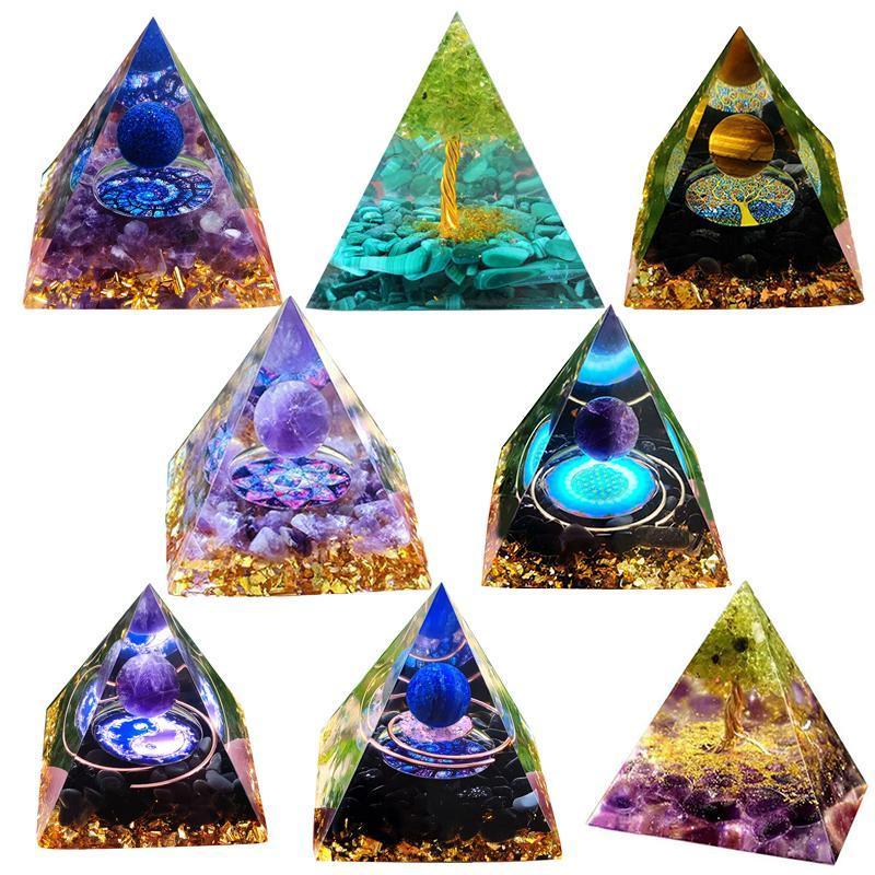 Amethyst Crystal Sphere Orgonite Pyramidamp Obsidians - Purple Blue(60mmx60mm)