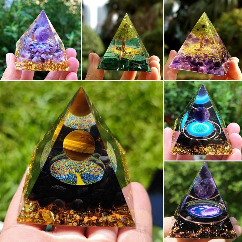 Amethyst Crystal Sphere Orgonite Pyramidamp Obsidians - Purple Blue(60mmx60mm)