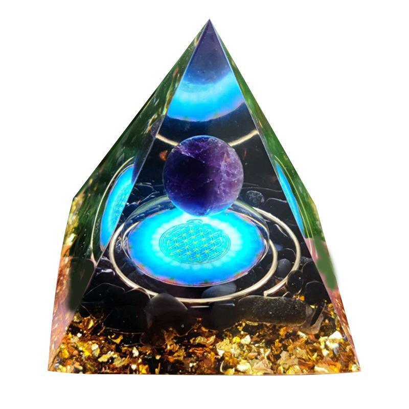 Amethyst Crystal Sphere Orgonite Pyramidamp Obsidians - Purple Blue(60mmx60mm)