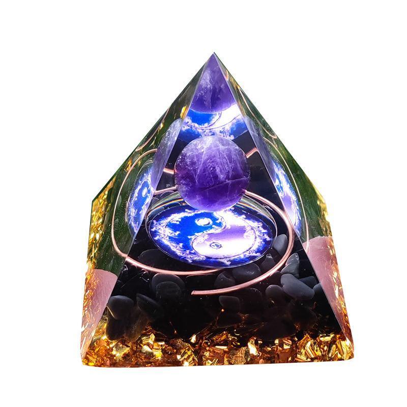 Amethyst Crystal Sphere Orgonite Pyramidamp Obsidians - Purple Blue(60mmx60mm)