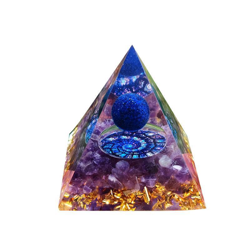 Amethyst Crystal Sphere Orgonite Pyramidamp Obsidians - Black Blue(60mmx60mm)