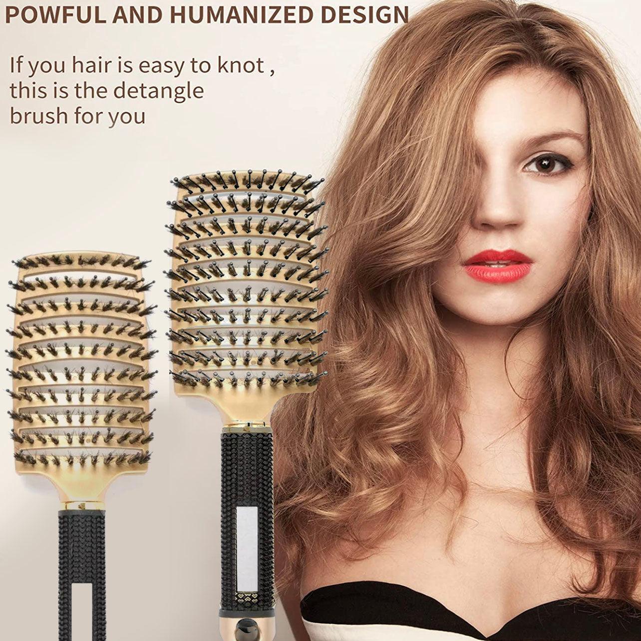 Detangle Nylon Boar Bristle Brush Hairbrush Smooth Hair Head Scalp Massage Comb - White *1 Unit