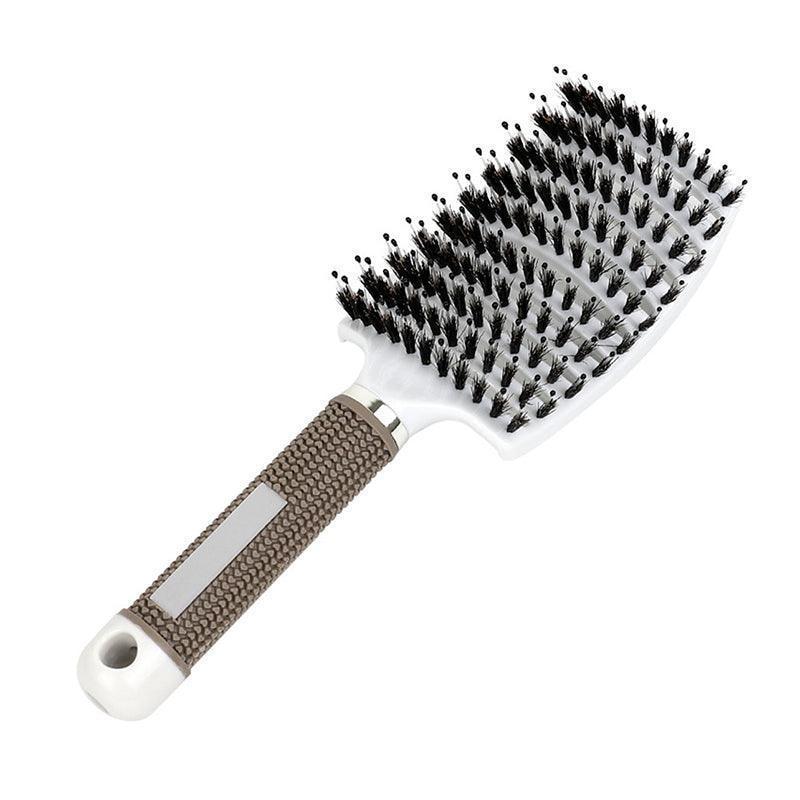 Detangle Nylon Boar Bristle Brush Hairbrush Smooth Hair Head Scalp Massage Comb - Pink *1 Unit