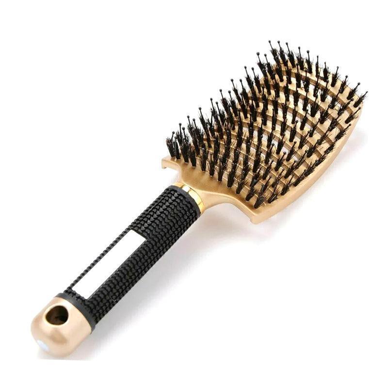 Detangle Nylon Boar Bristle Brush Hairbrush Smooth Hair Head Scalp Massage Comb - Purple *1 Unit